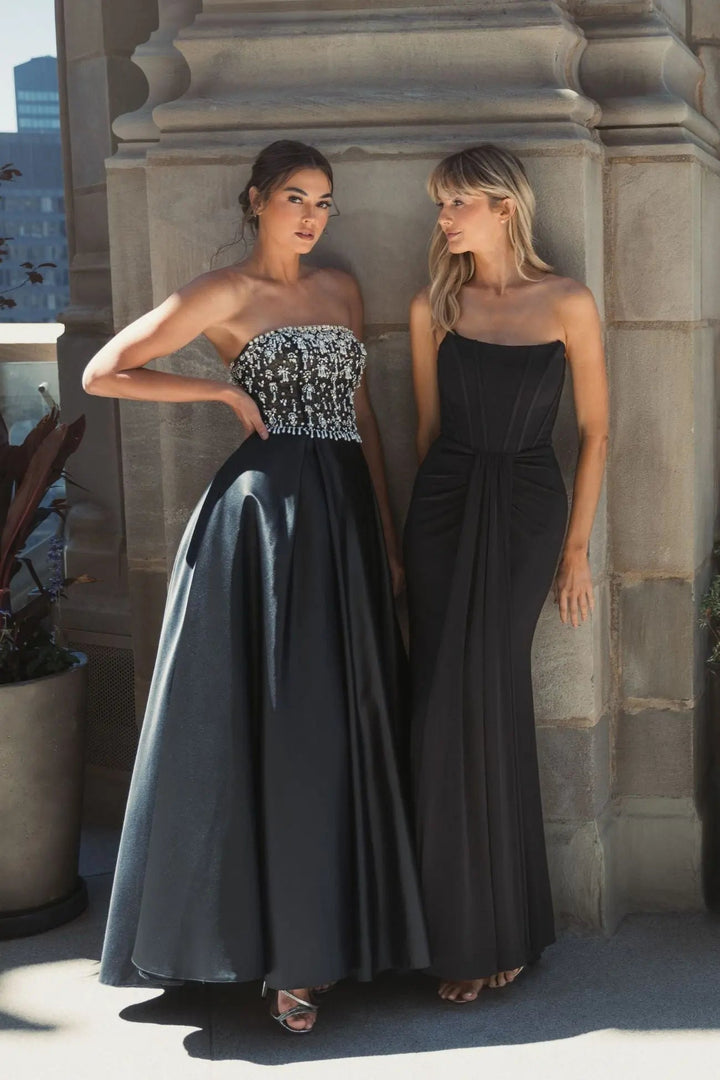 Mac Duggal 2225 Strapless Embellished Top Satin Ball Gown