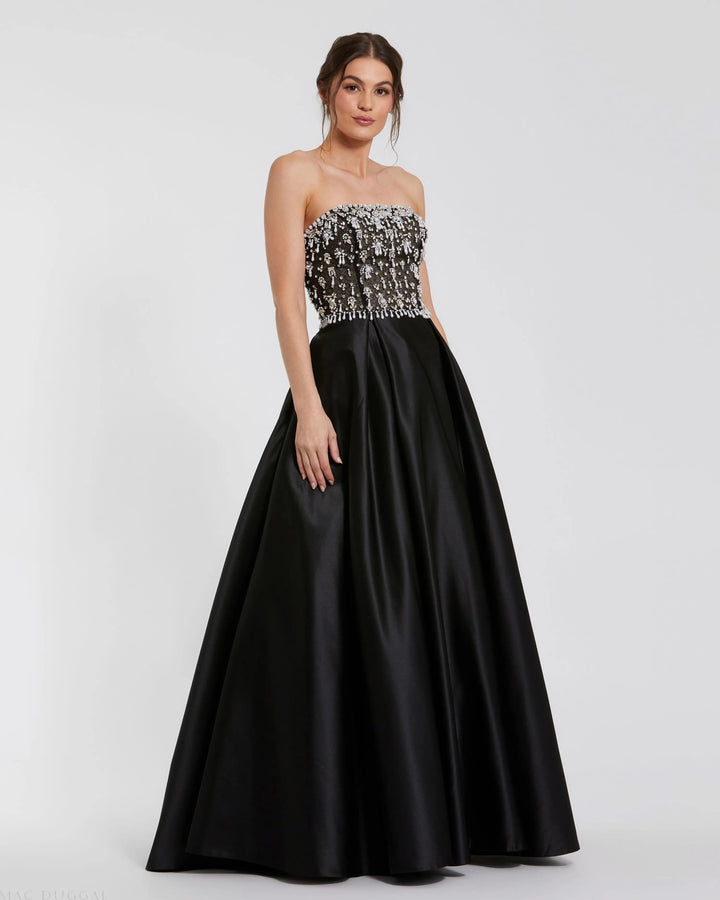 Mac Duggal 2225 Strapless Embellished Top Satin Ball Gown