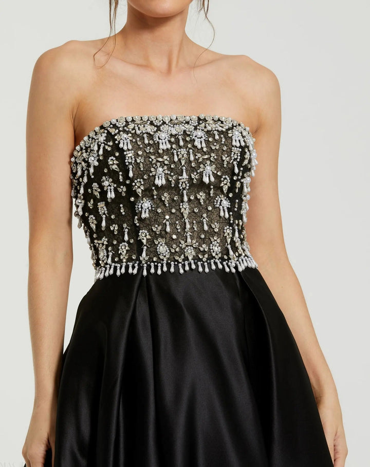 Mac Duggal 2225 Strapless Embellished Top Satin Ball Gown