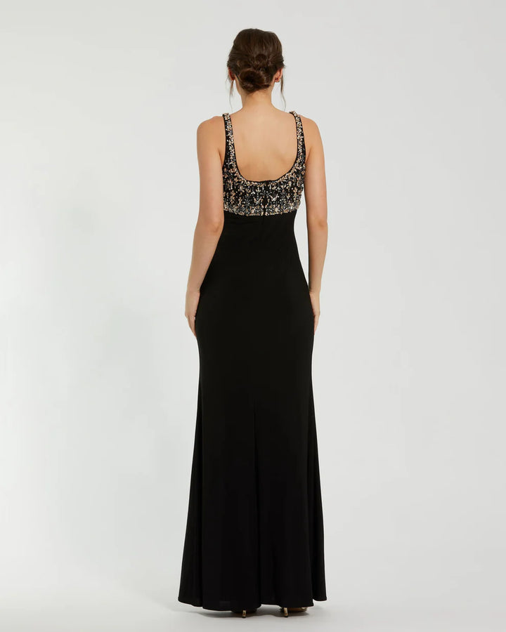 Mac Duggal 2253 Sleeveless Scoop Neck Embellished Jersey Gown Dress