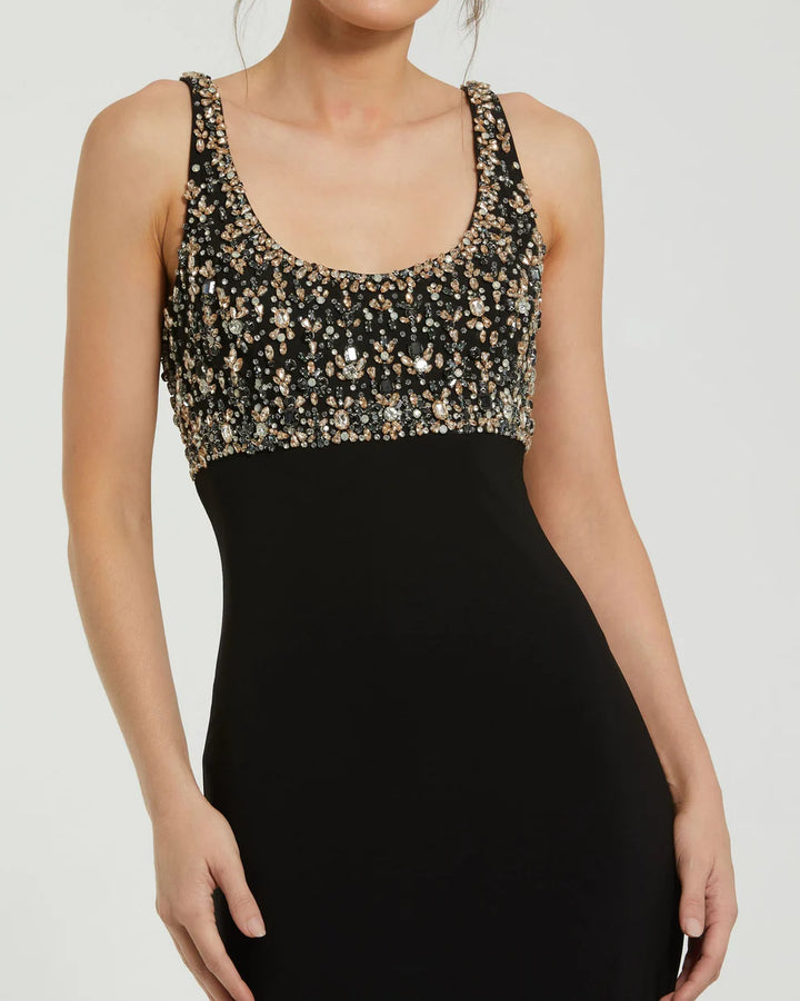 Mac Duggal 2253 Sleeveless Scoop Neck Embellished Jersey Gown Dress