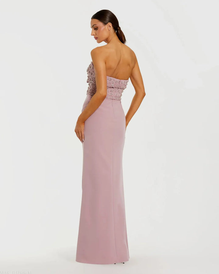 Mac Duggal 2285 Strapless Rhinestone Bodice Crepe Gown
