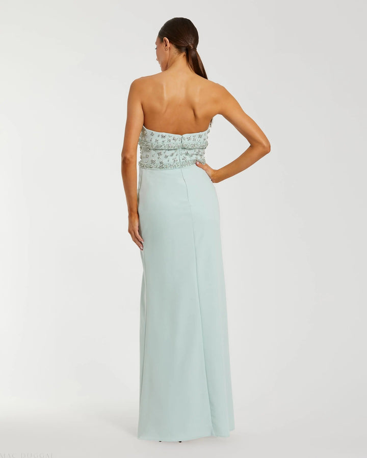 Mac Duggal 2285 Strapless Rhinestone Bodice Crepe Gown
