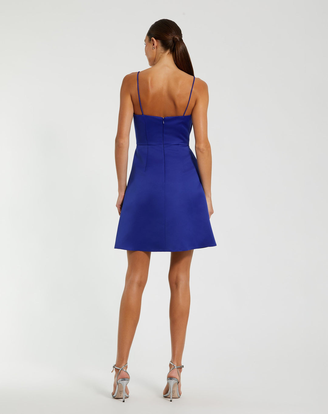 Mac Duggal 2287 Satin A-Line Mini Dress With 3D Detail
