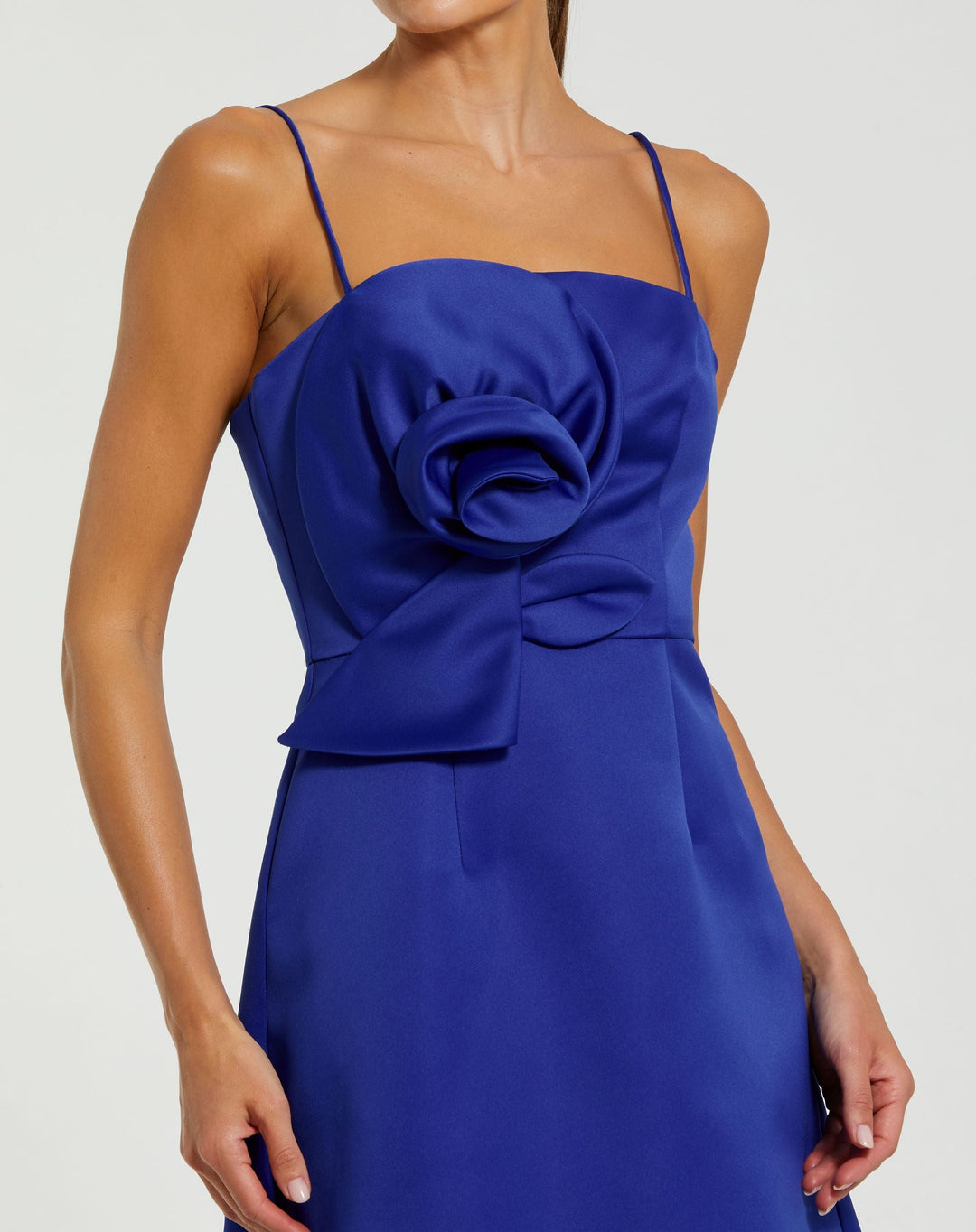 Mac Duggal 2287 Satin A-Line Mini Dress With 3D Detail