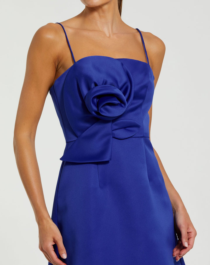 Mac Duggal 2287 Satin A-Line Mini Dress With 3D Detail