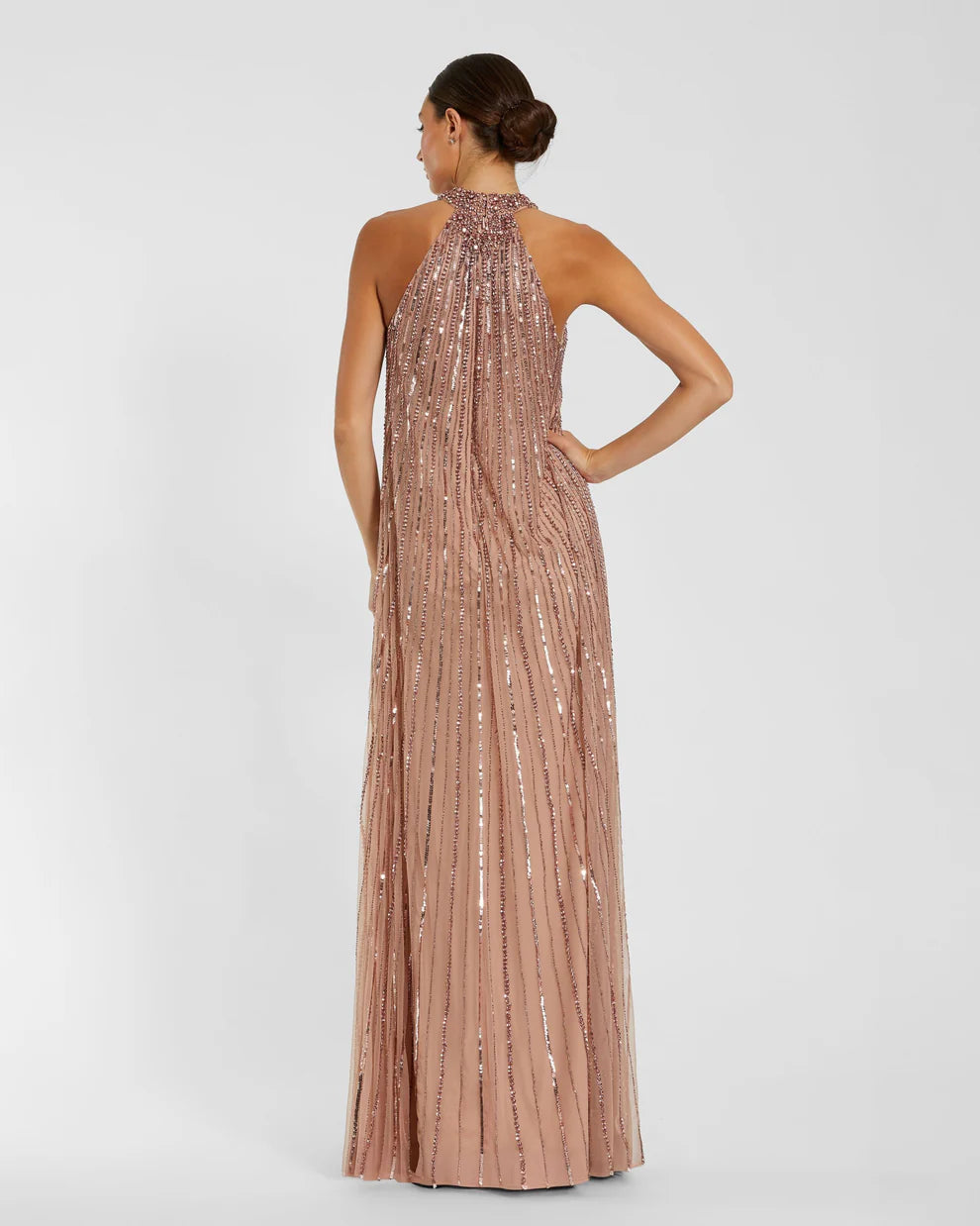 Mac Duggal 23043 Sleeveless Halter Neck Embellished Trapeze Dress