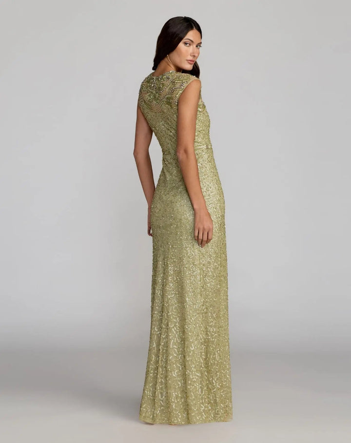 Mac Duggal 23095 Embellished High Neck Cap Sleeve Gown