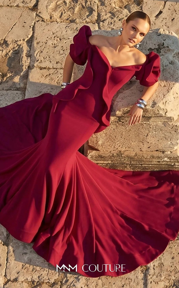 Fouad Sarkis 2328 Off-Shoulder Ruffled Mermaid Dress