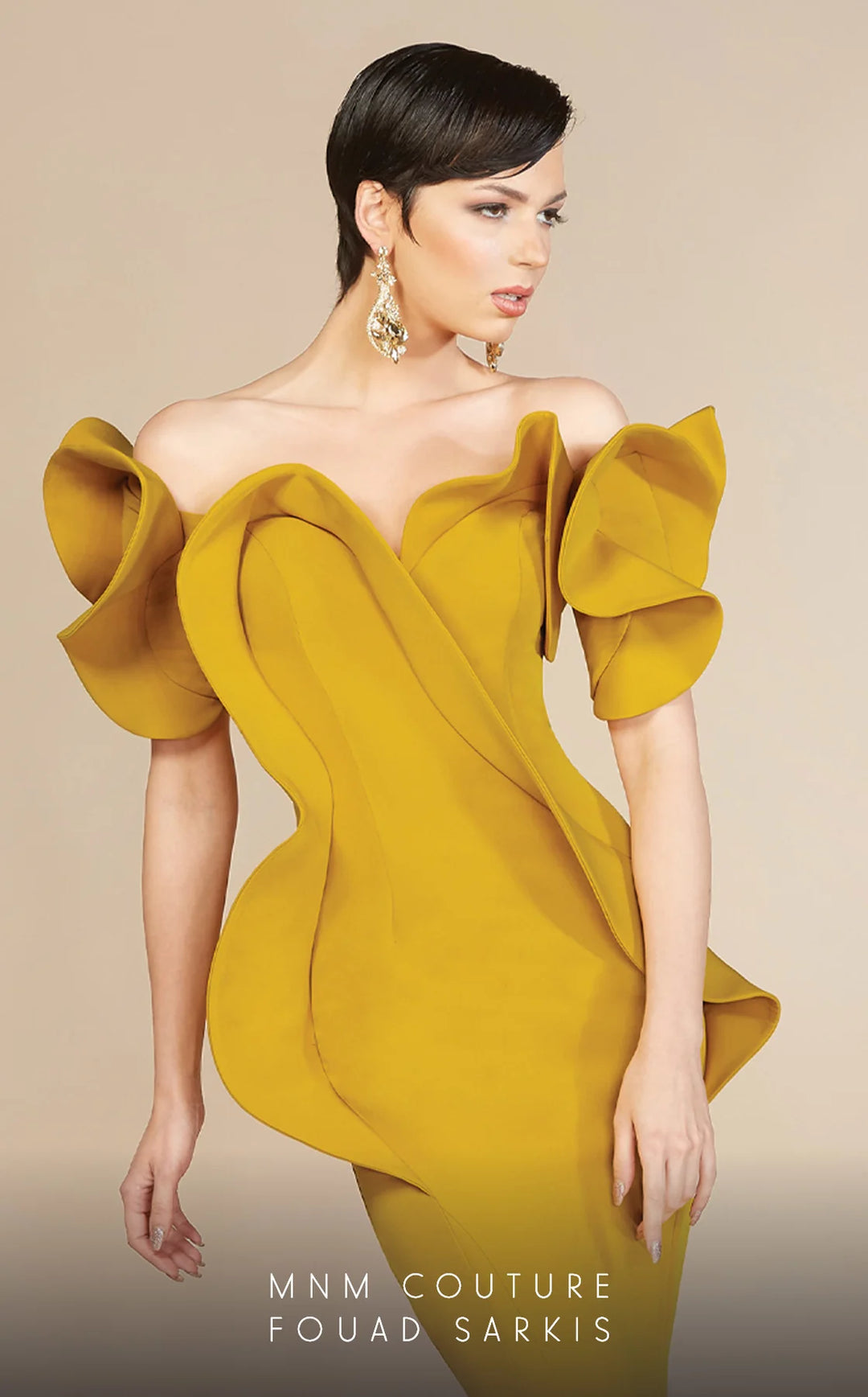 Fouad Sarkis 2328 Off-Shoulder Ruffled Mermaid Dress