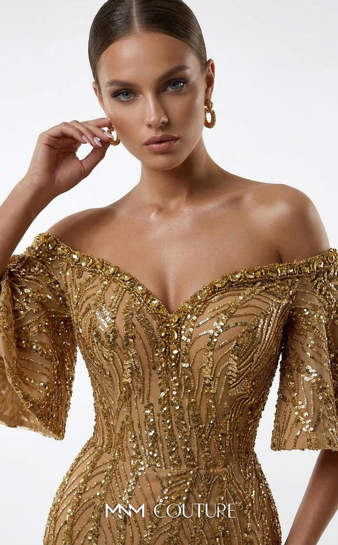 Fouad Sarkis 2529A Sweetheart Off-the-Shoulder Corset Couture Dress