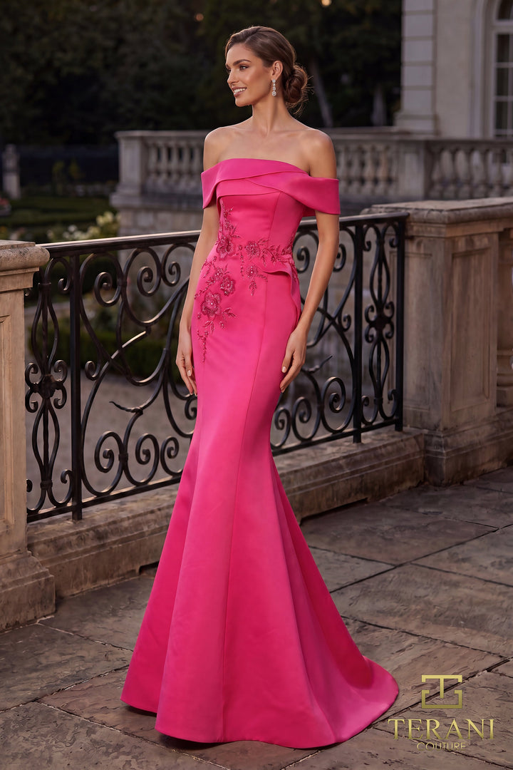 Terani 262E7053 Off-Shoulder Long Evening Dress
