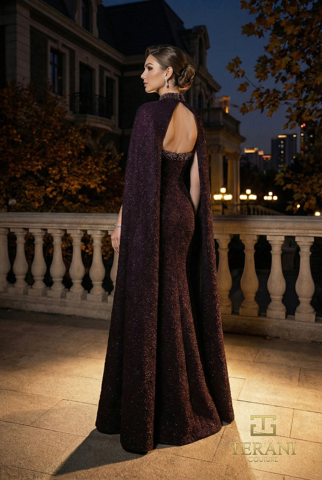 Terani 262E7125 Sweetheart Mermaid Cape Sleeve Evening Dress
