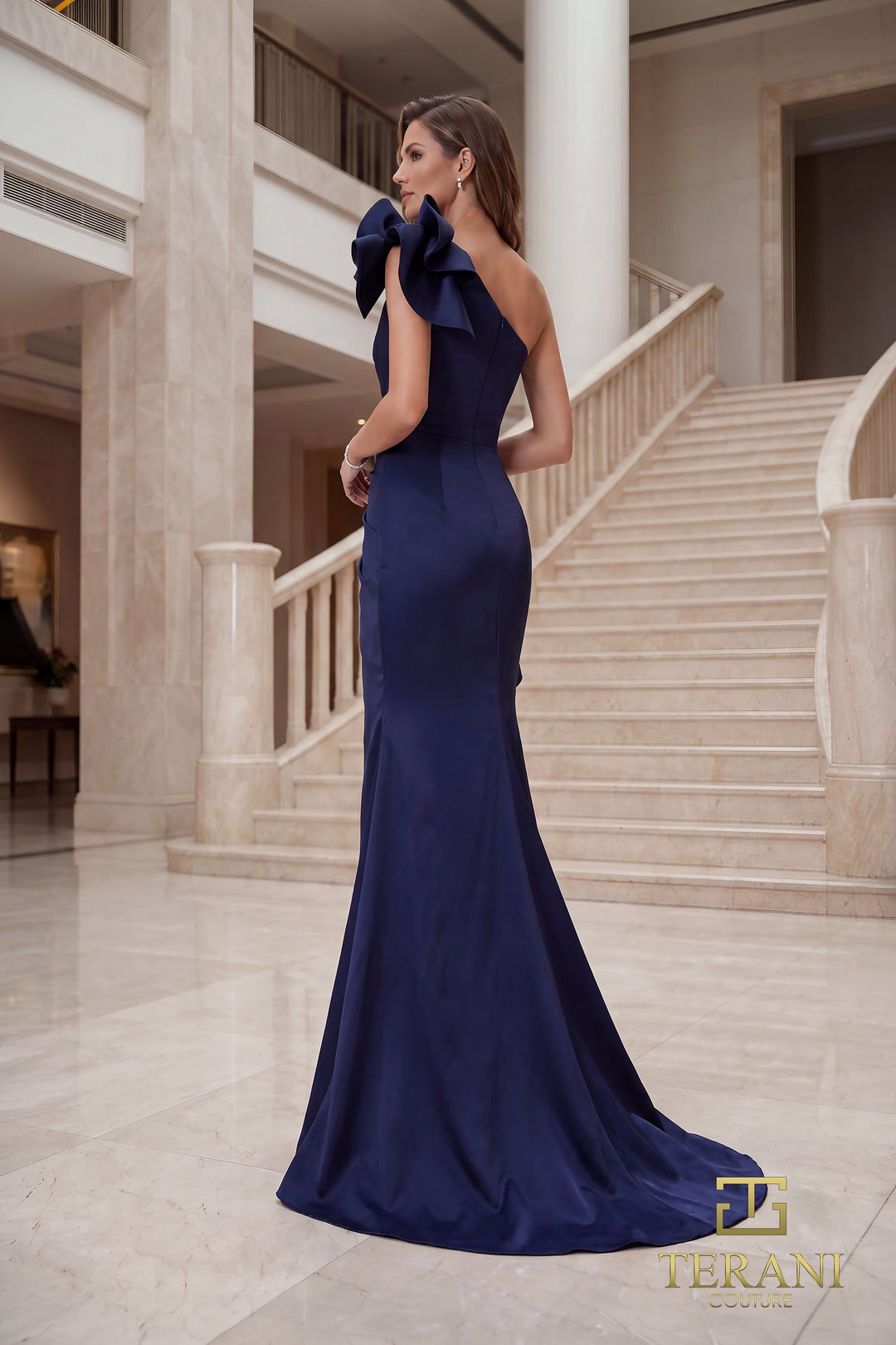 Terani 262E7132 One-Shoulder Sleeveless Sheath Dress
