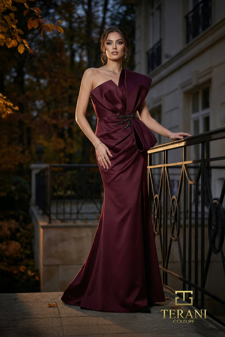 Terani 262E7358 Off Shoulder Sleeveless Structured Dress