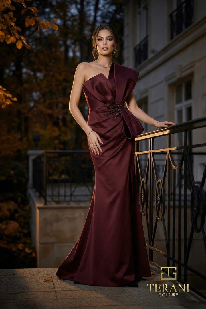 Terani 262E7358 Off Shoulder Sleeveless Structured Dress