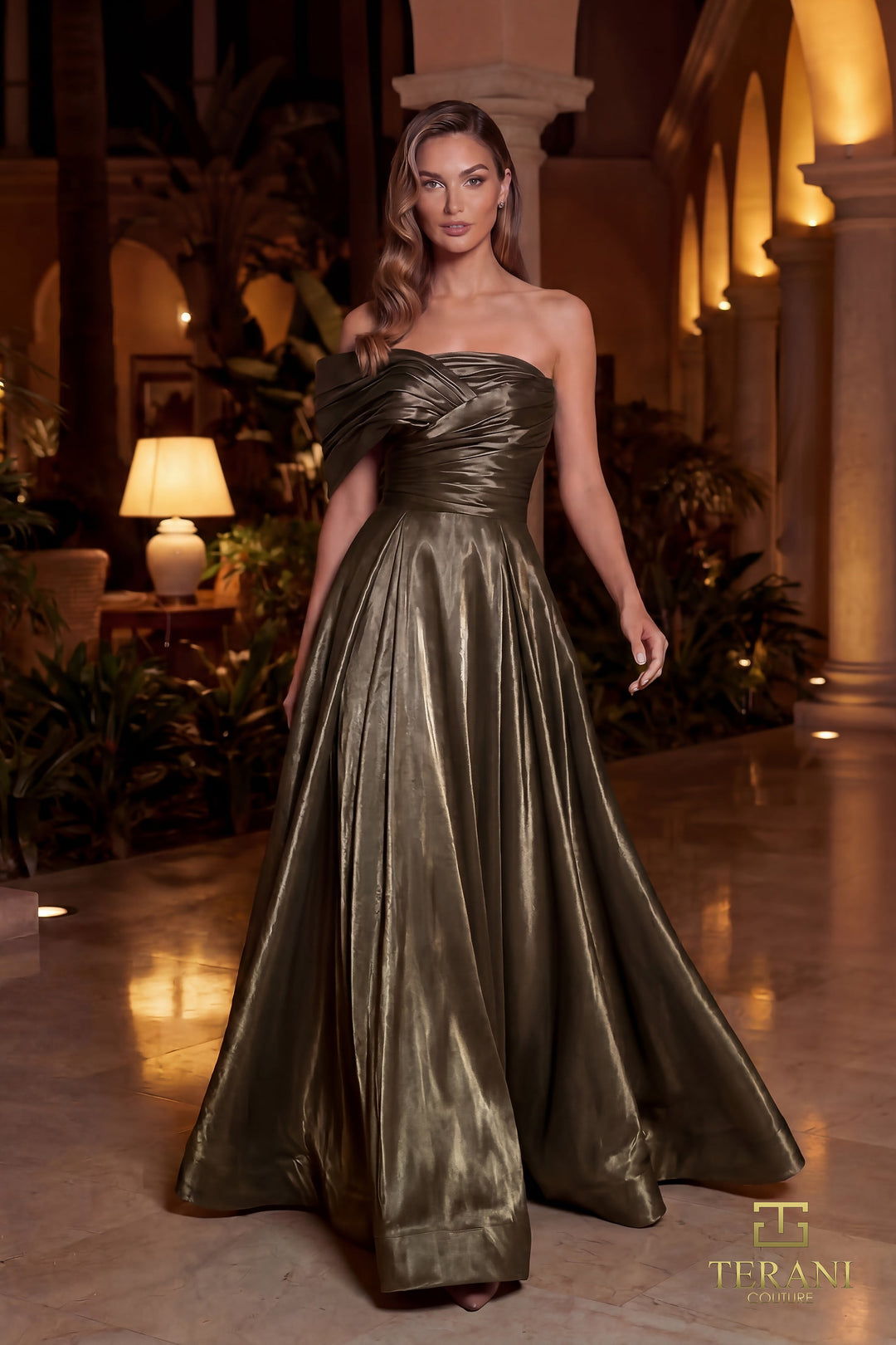 Terani 262E7103 Sweetheart Asymmetrical Sleeveless Structured Dress