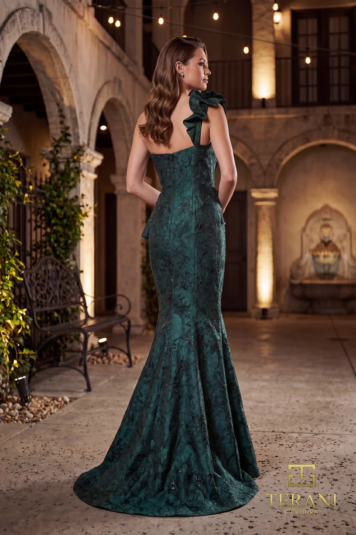 Terani 262E7136 One-Shoulder Sleeveless Mermaid Dress