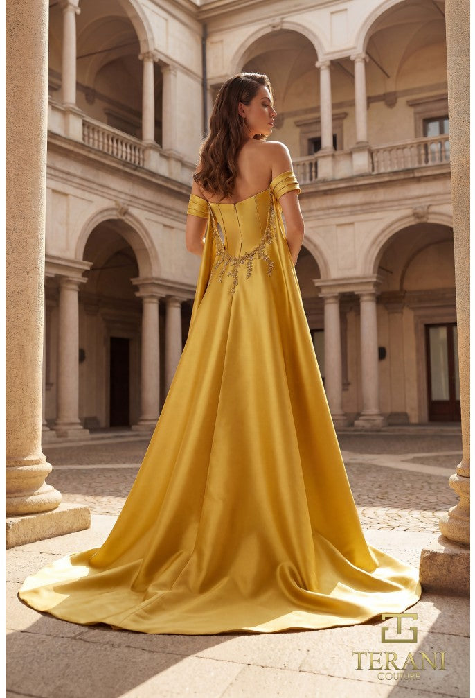 Terani 262M7252 Off-the-Shoulder Cap Sleeve Corset Mermaid Dress