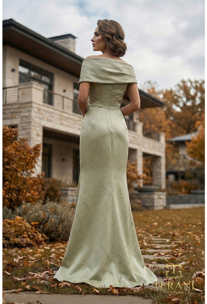 Terani 262M7278 Off-The-Shoulder Short Sleeve Structured Dress
