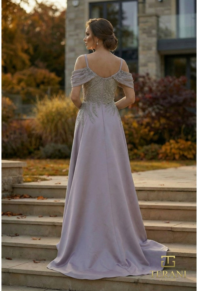 Terani 262M7286 Sweetheart Neckline Cold-Shoulder Mother-of-the-Bride Dress