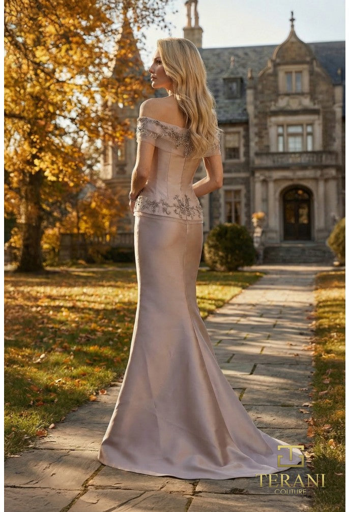 Terani 262M7297 Off-the-Shoulder Sweetheart Corset Dress