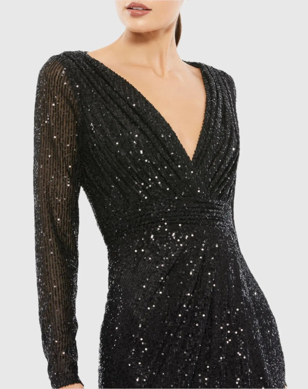Mac Duggal 26490 Sequined Long Sleeve Gown