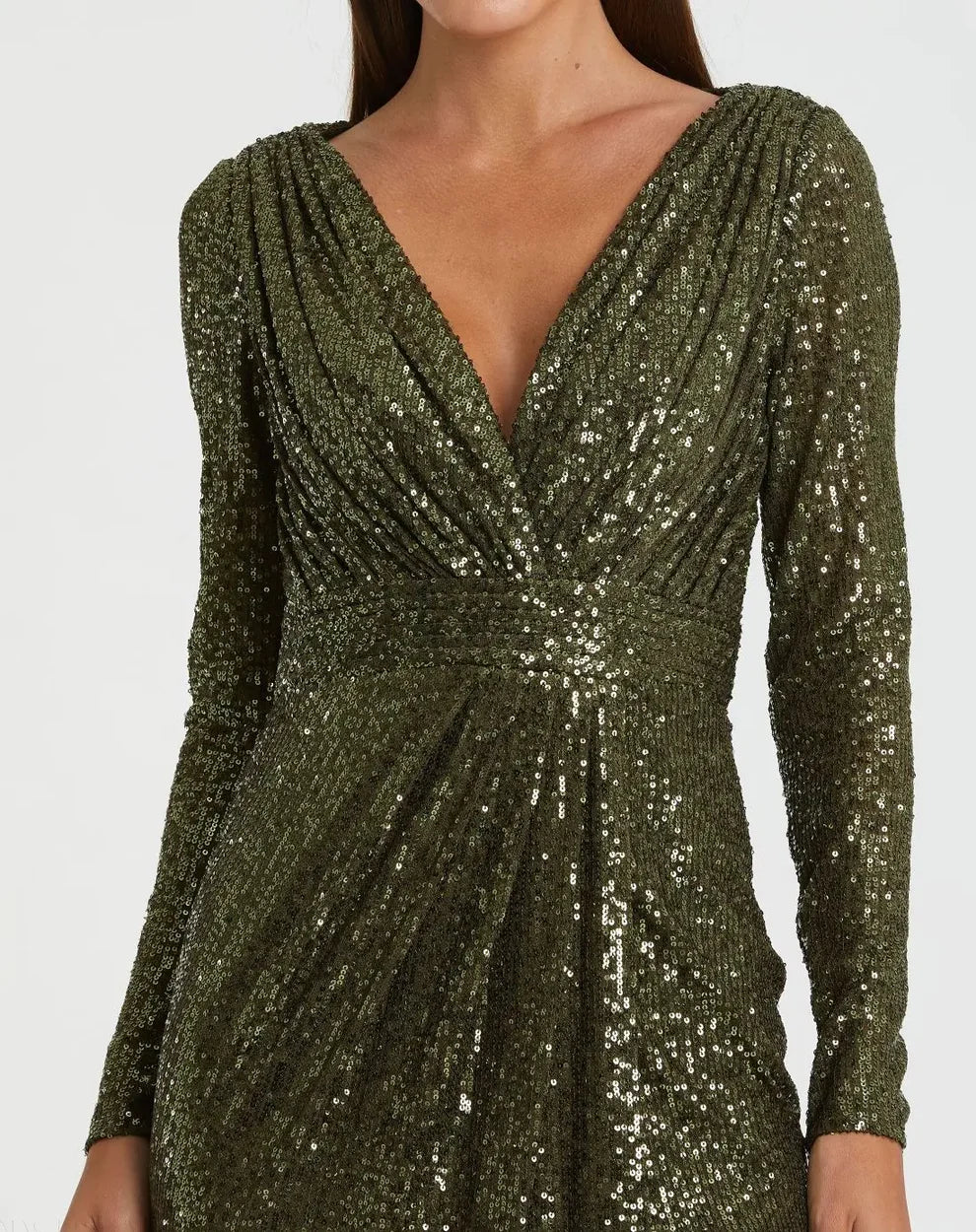 Mac Duggal 26490 Sequined Long Sleeve Gown