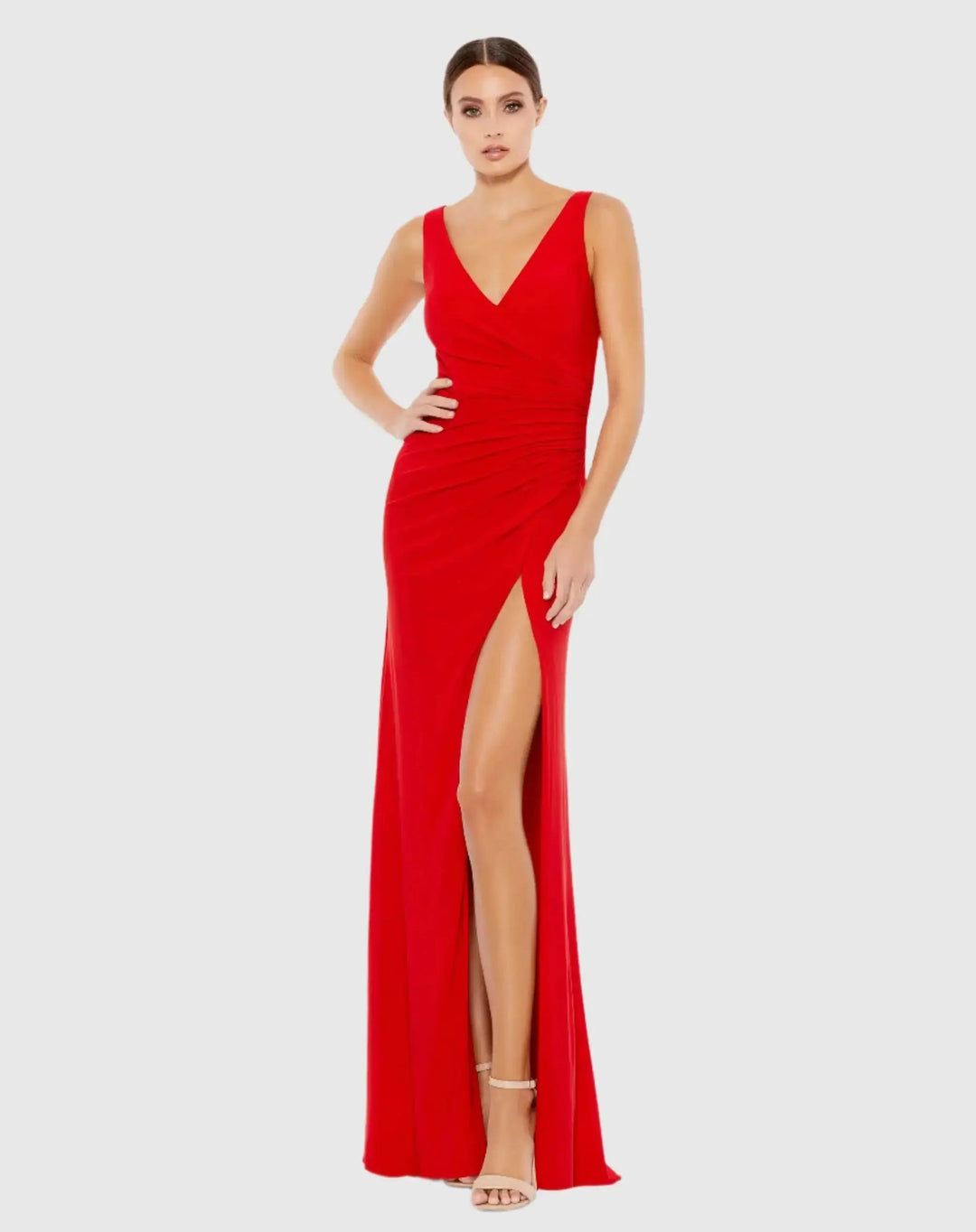 Mac Duggal 26513 Faux Wrap Sleeveless V Neck Gown