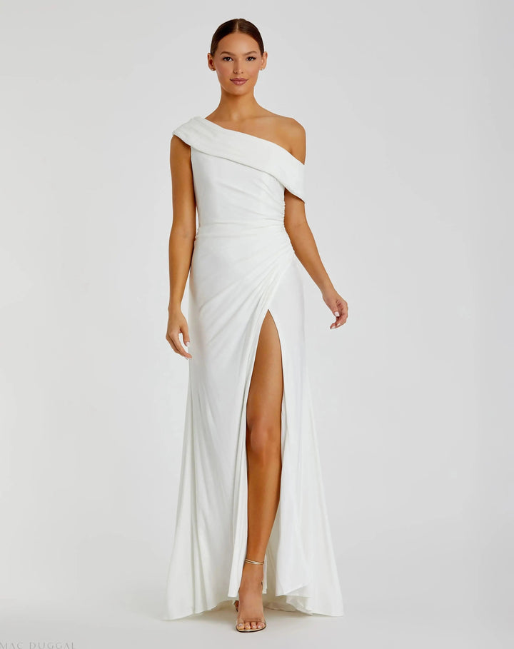 Mac Duggal 26517 Foldover Off-the-Shoulder Slit Gown