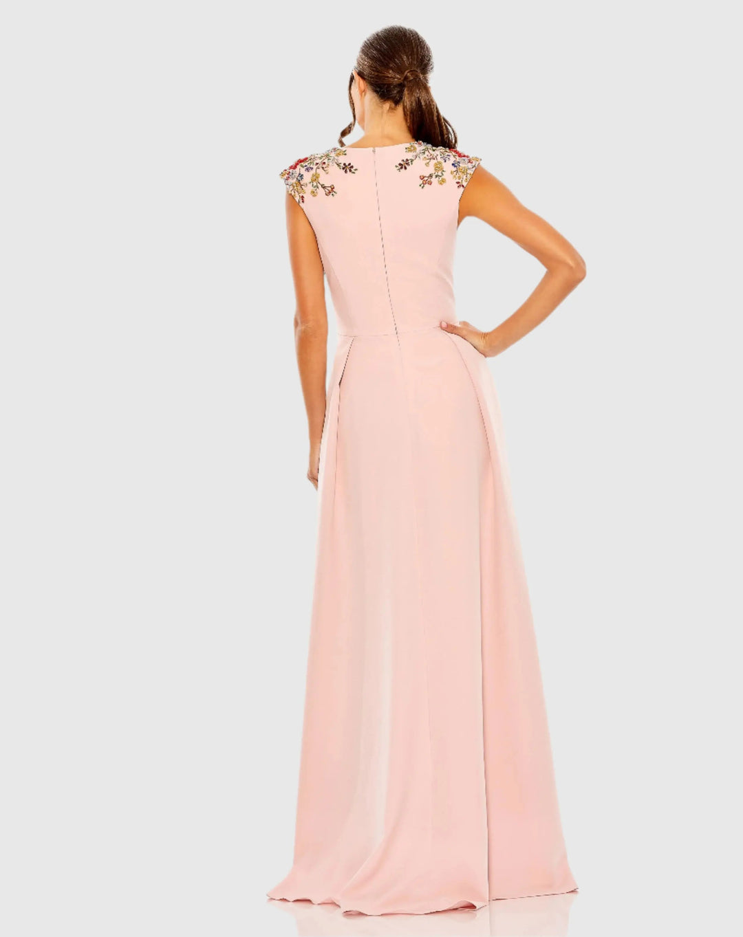 Mac Duggal 26540 Beaded Cap Sleeve V Neck A Line Gown