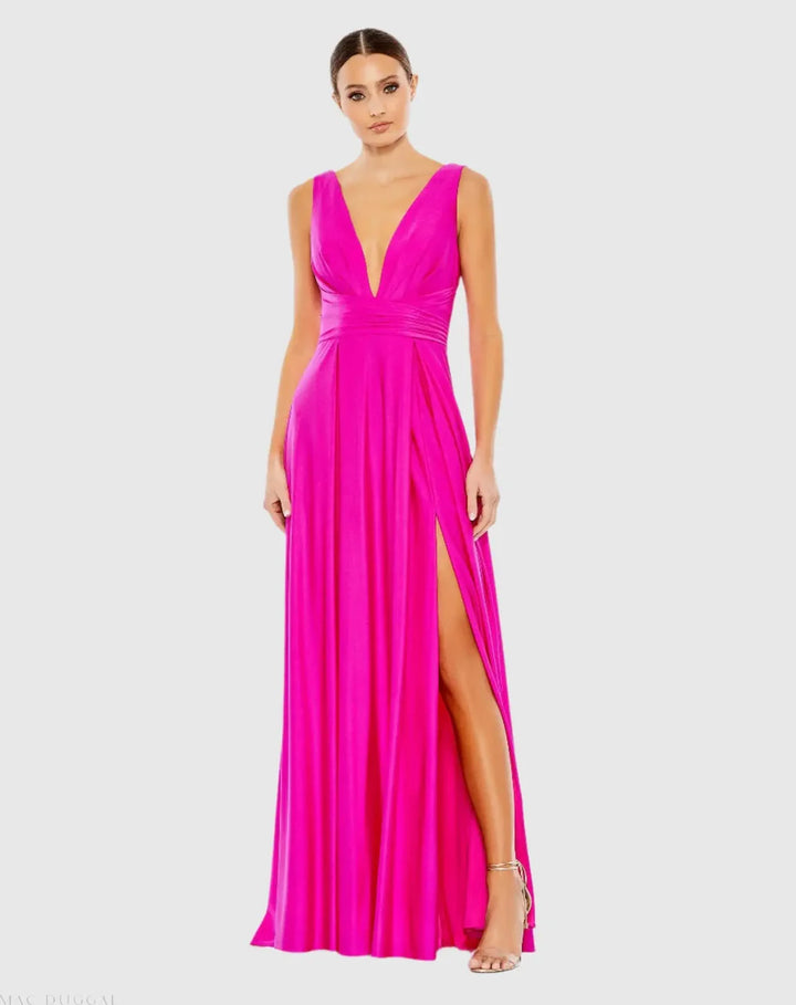 Mac Duggal 26578 Jersey Plunge Neck Evening Gown
