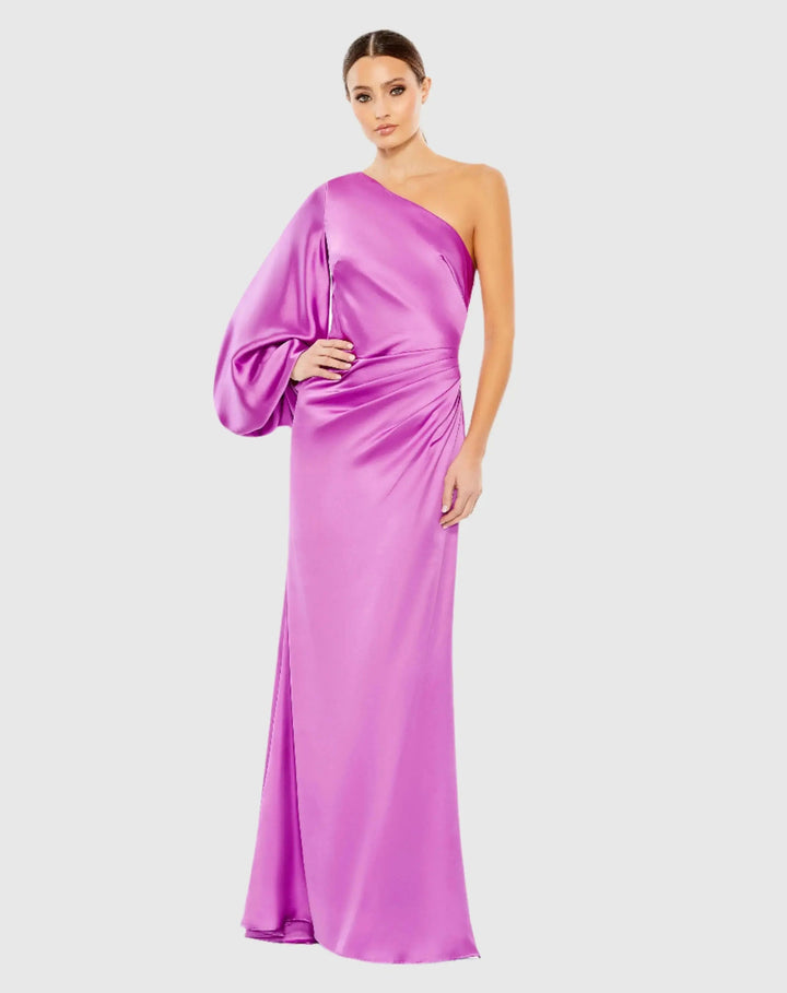 Mac Duggal 26588 Satin Puff Sleeve Gown