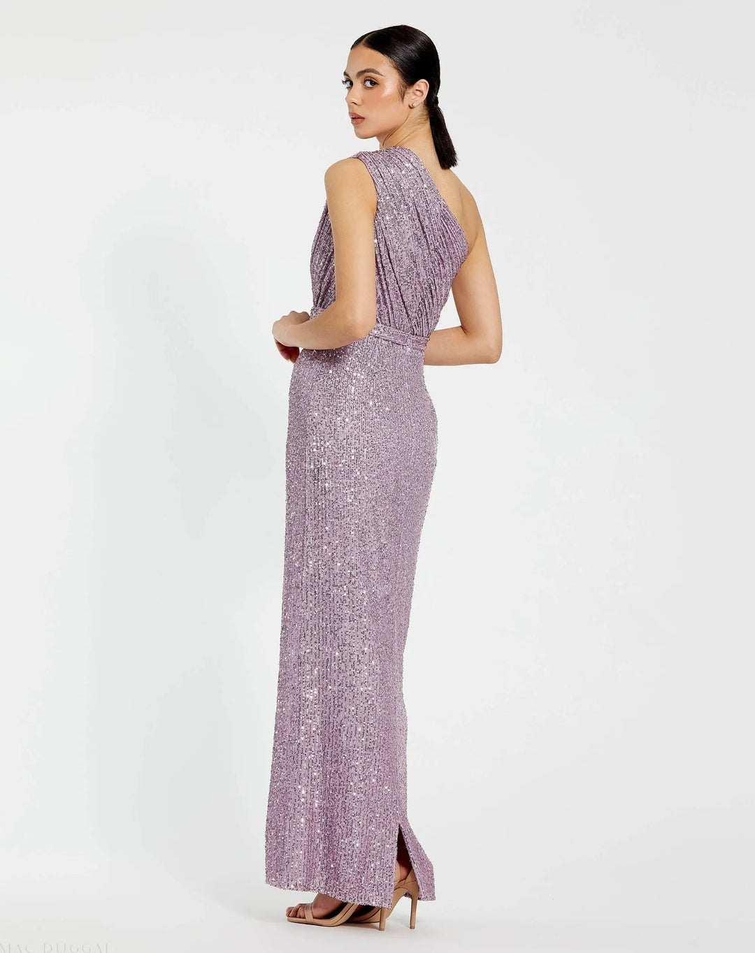 Mac Duggal 26694 Sequined Ruched One Shoulder Gown