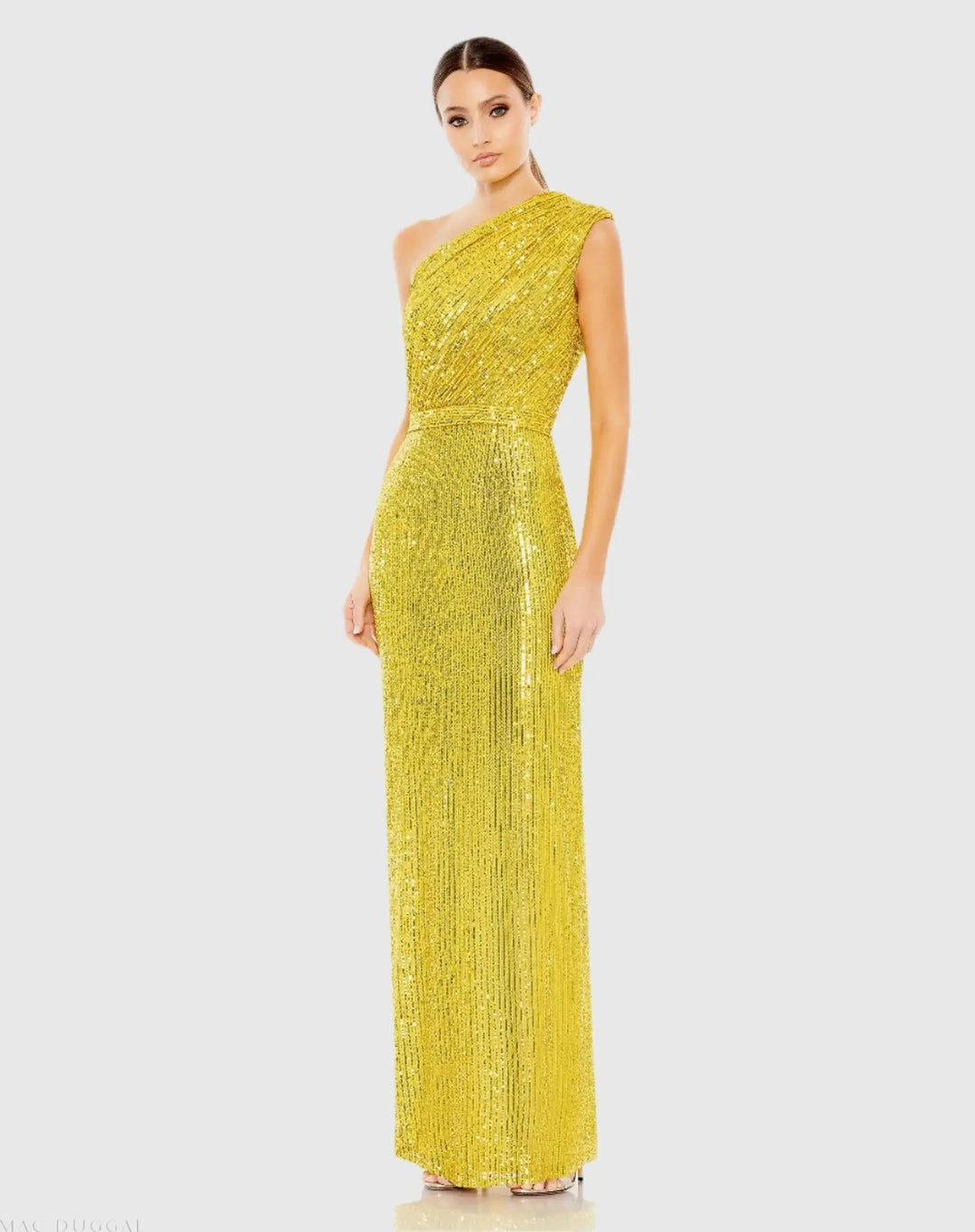 Mac Duggal 26694 Sequined Ruched One Shoulder Gown