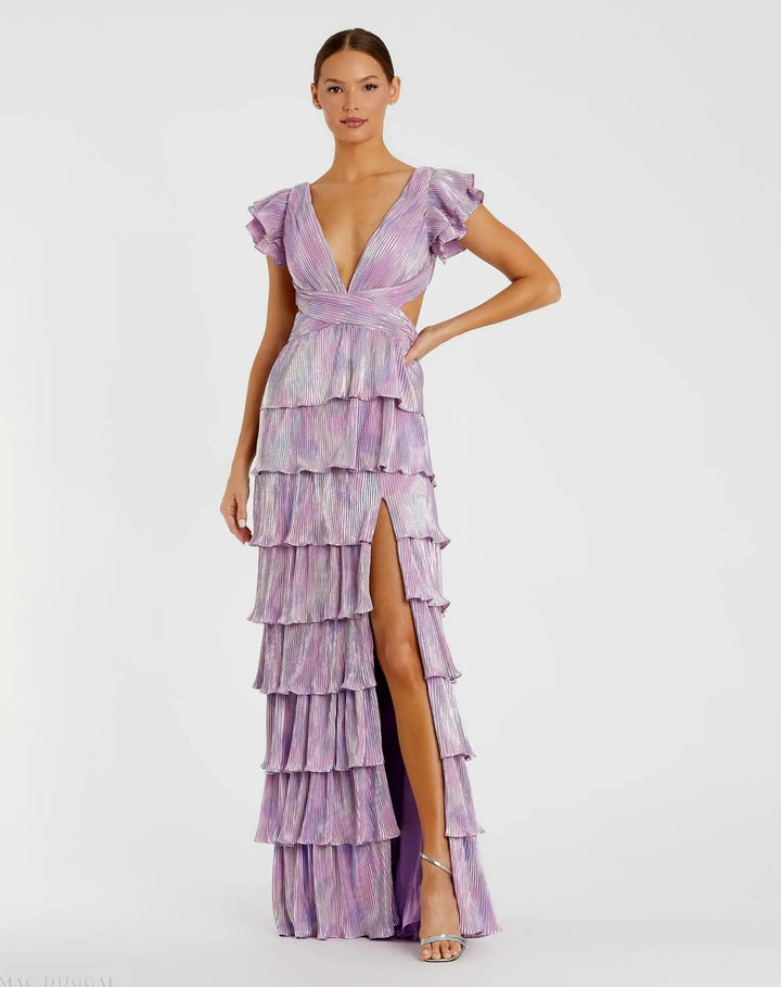 Mac Duggal 26740 Ruffle Tiered Criss Cross Lace Up Gown