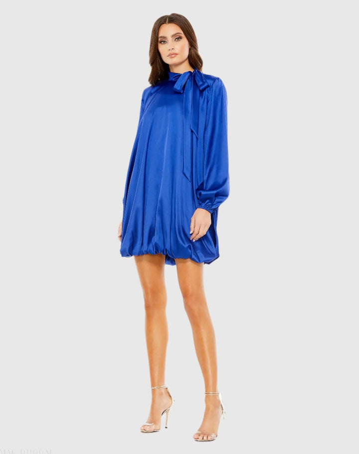 Mac Duggal 26922 High Neck Long Sleeve Bubble Hem Dress