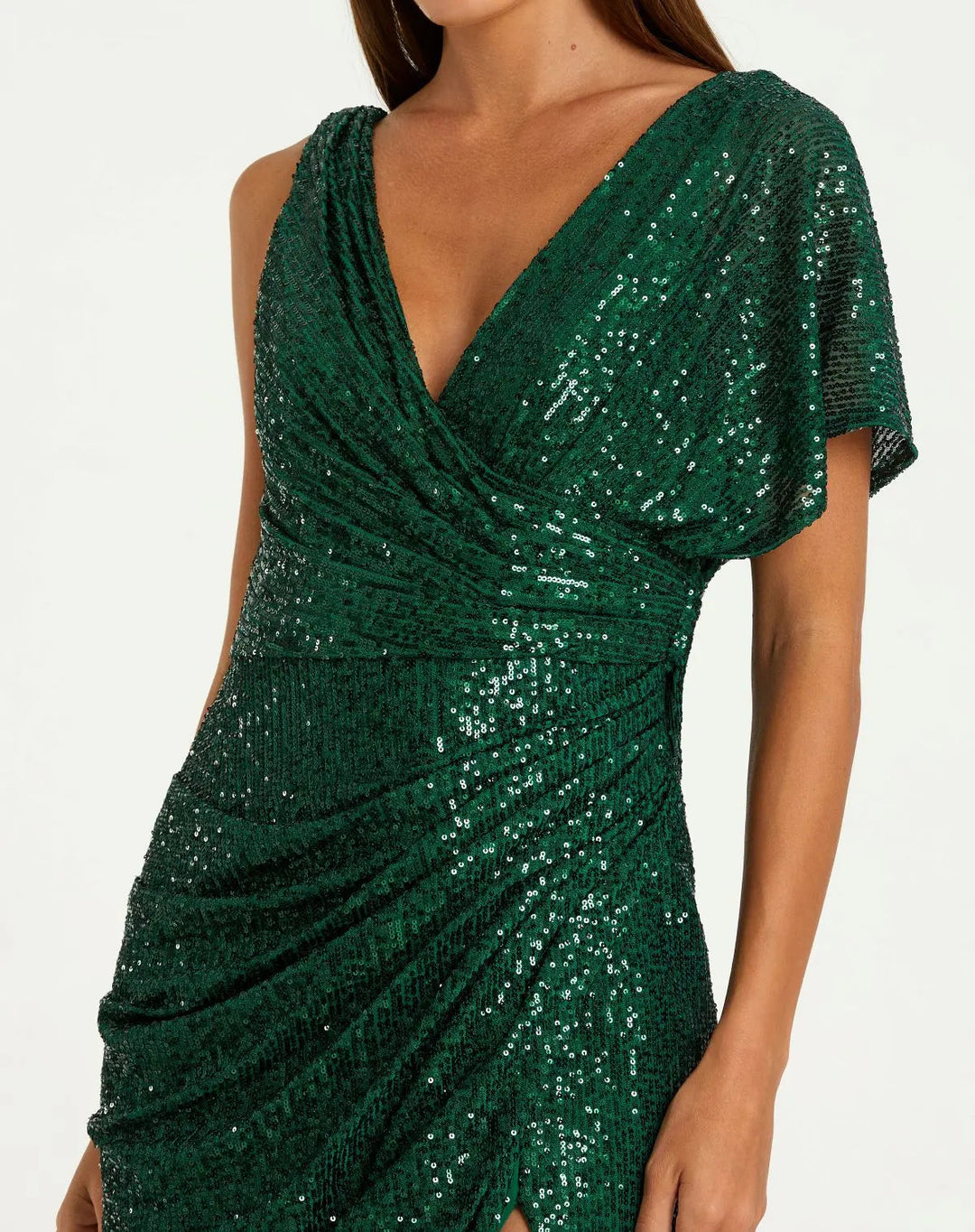 Mac Duggal 26988 Sequined Asymmetrical Draped Trumpet Gown
