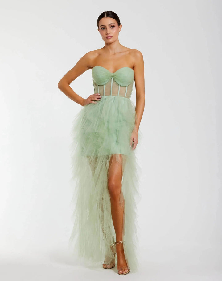 Mac Duggal 27532 Strapless Corset Gown With Spiral Ruffles