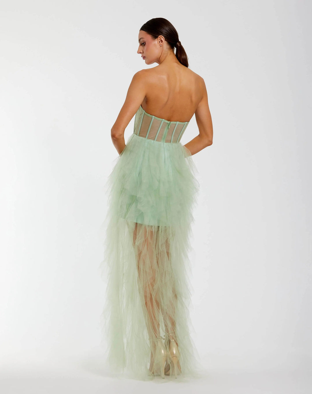 Mac Duggal 27532 Strapless Corset Gown With Spiral Ruffles