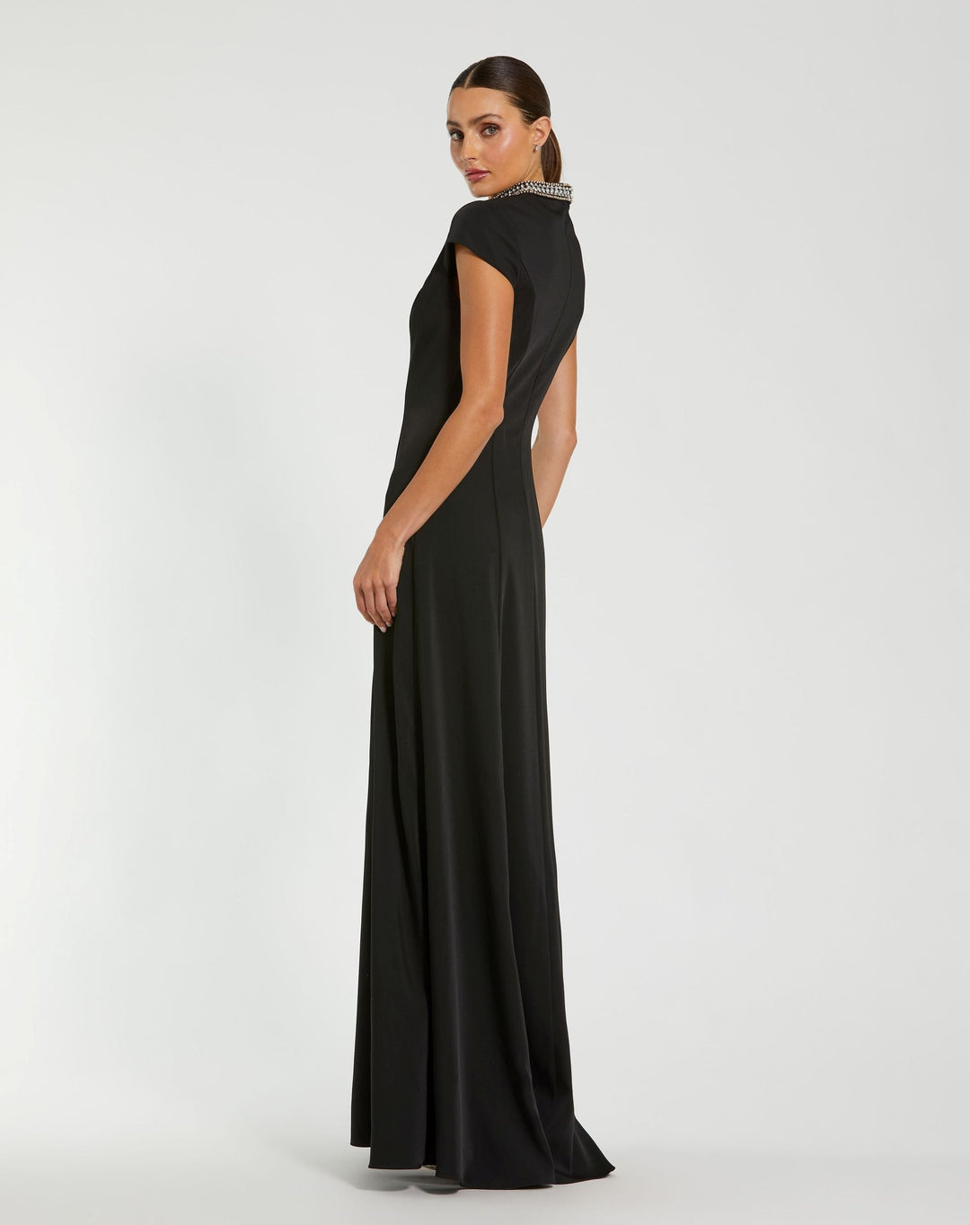 Mac Duggal 27564 Cap Sleeve Gown with Embellished Neckline
