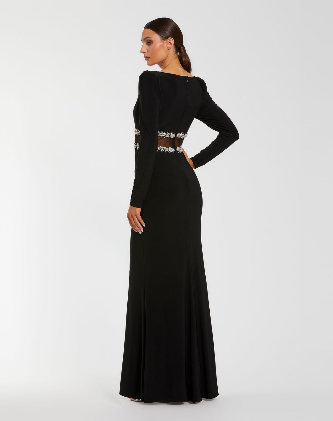 Mac Duggal 27695 Long Sleeve Jersey Gown With Jewel Detail