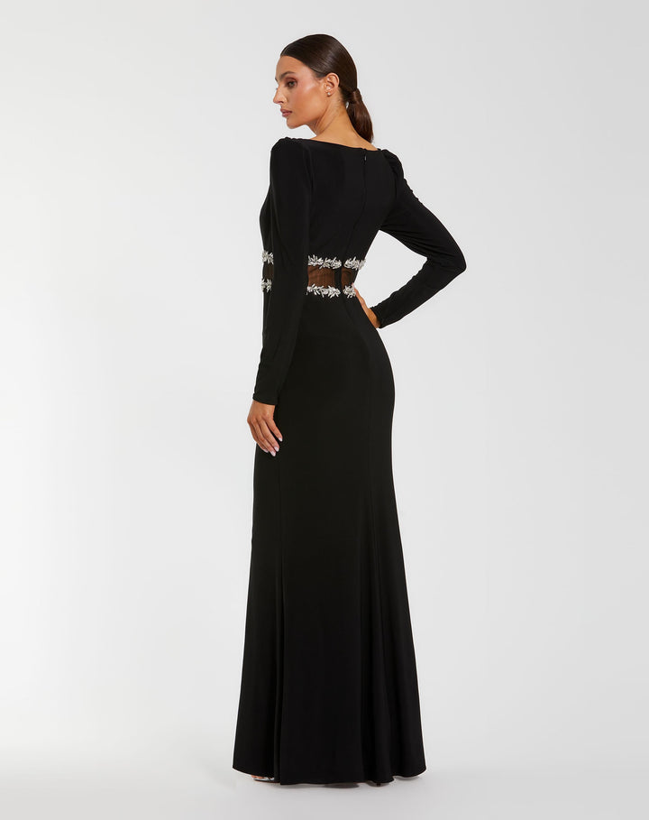 Mac Duggal 27695 Long Sleeve Jersey Gown With Jewel Detail