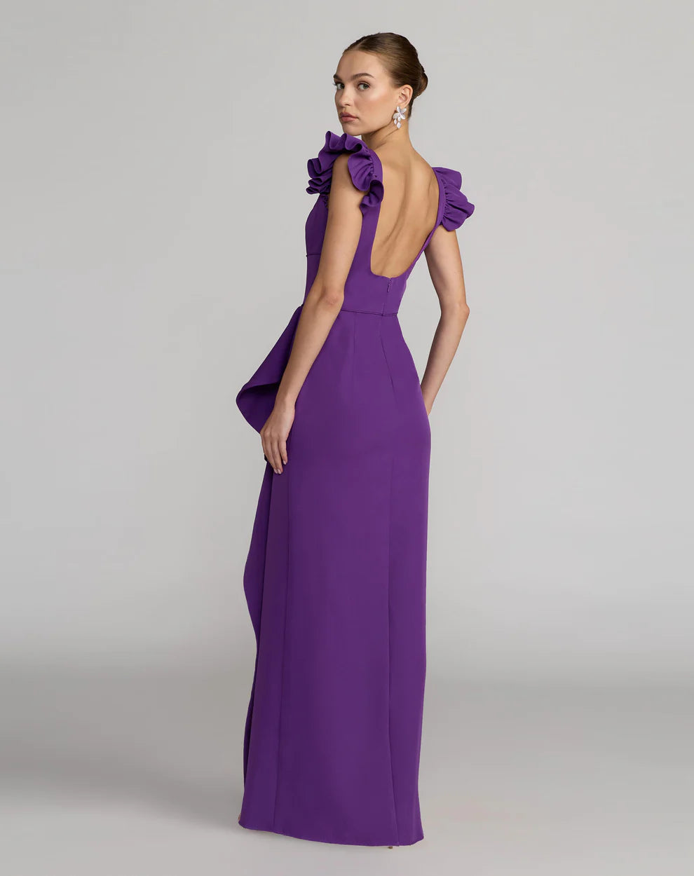 Mac Duggal 27740 Square Neck Column Gown With Ruffle Detail Dress