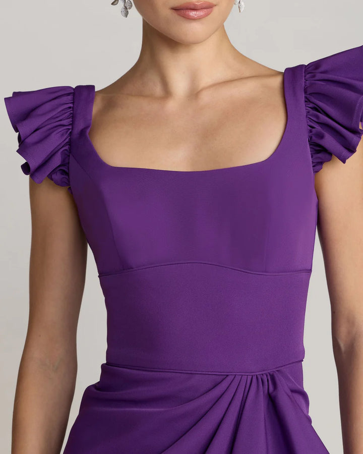 Mac Duggal 27740 Square Neck Column Gown With Ruffle Detail Dress