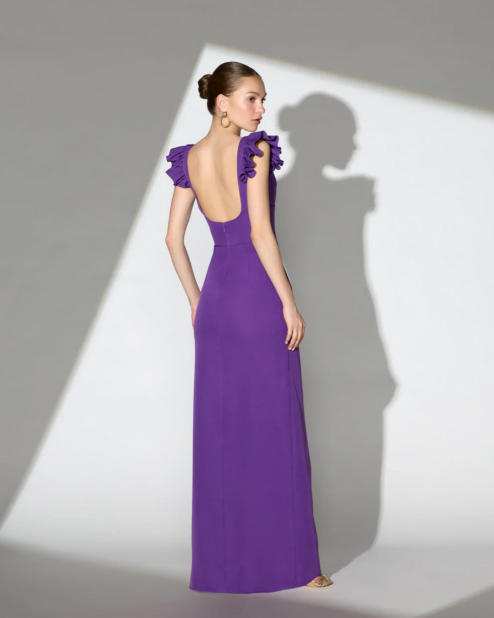 Mac Duggal 27740 Square Neck Column Gown With Ruffle Detail Dress