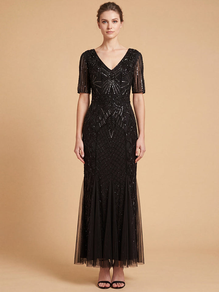 Lara 28845 Embellished Gown with Cape Sleeves