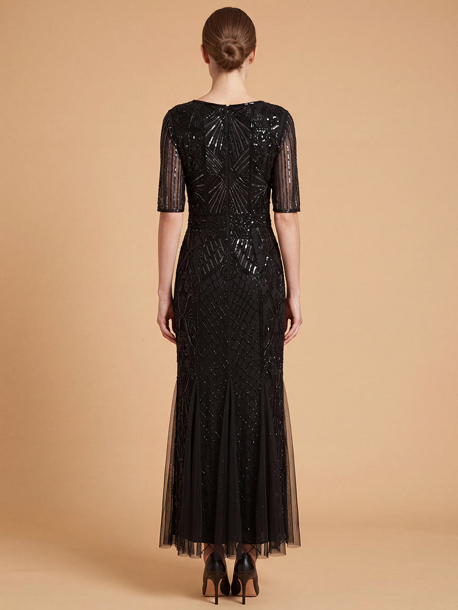 Lara 28845 Embellished Gown with Cape Sleeves