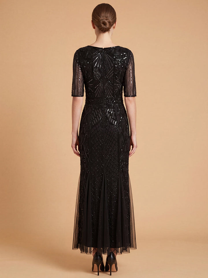 Lara 28845 Embellished Gown with Cape Sleeves