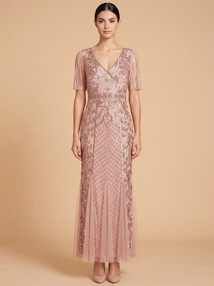 Lara 28845 Embellished Gown with Cape Sleeves